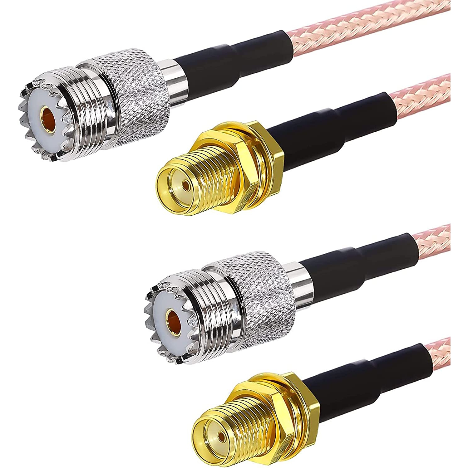 Handheld Antenna Cable for Wouxun Baofeng Quasheng Linton - Adapter for UHF Base and Mobile Antennas - SMA Female to UHF SO-239 Female Connectors 6''