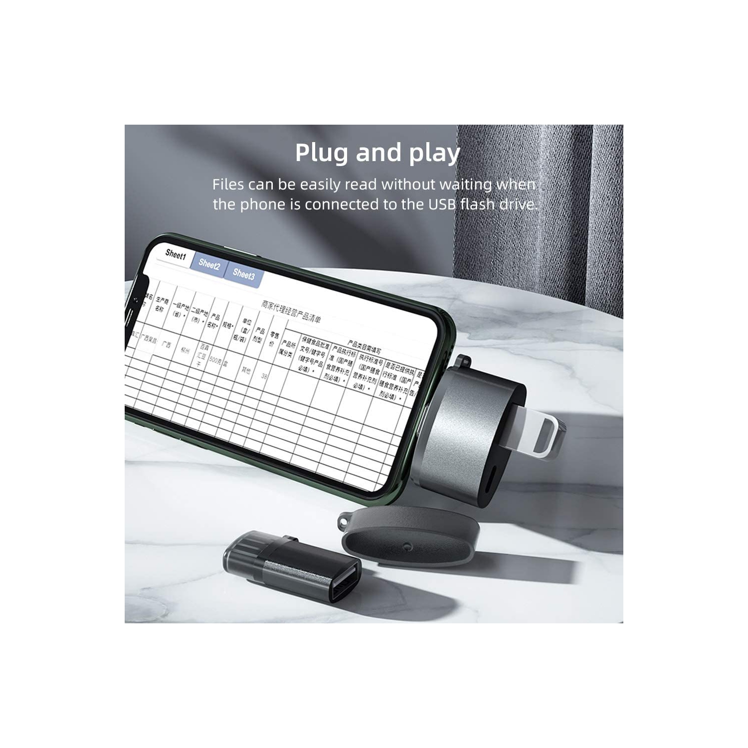 USB Camera Adapter,USB 3.0 Female OTG Adapter Compatible with Phone/Pad,Portable USB Adapter for Phone with Charging Port,Support Connect Camera,Card