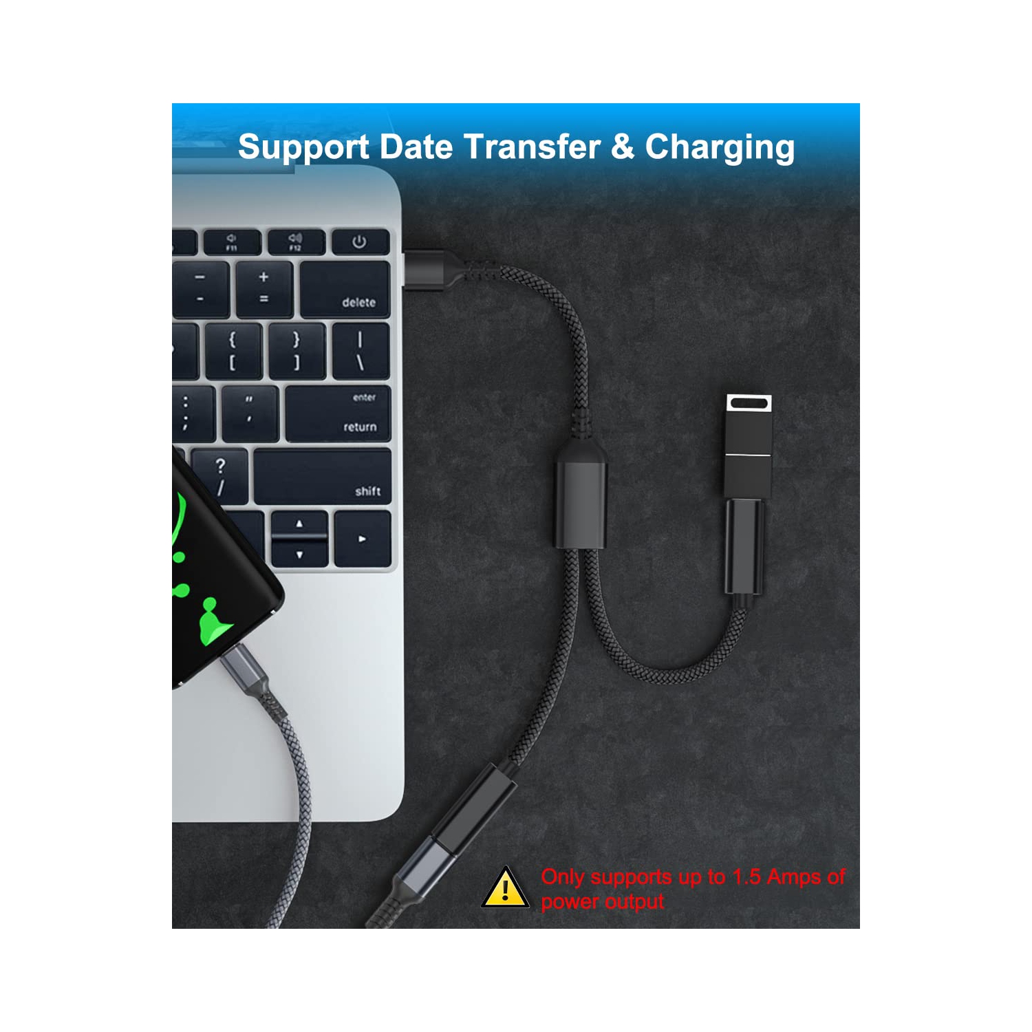 USB Male to Double USB C Female Adapter,Type A Charger Cable Dual Two Splitter for MagSafe,Apple Watch iWatch Series 7,iPhone 11 12 13 Pro