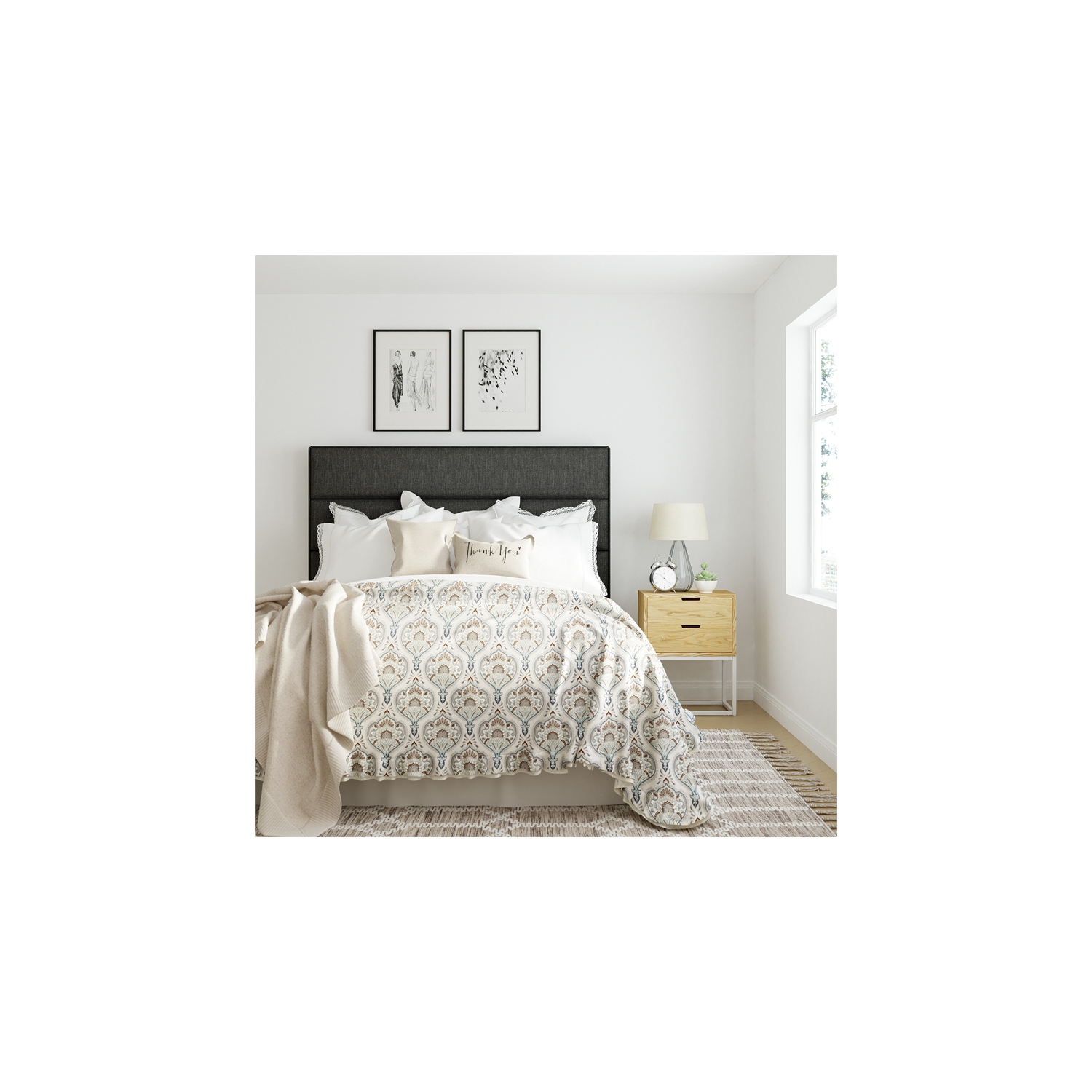 Tête de lit rembourrée Palisades de Serta pour grand lit - Gris anthracite