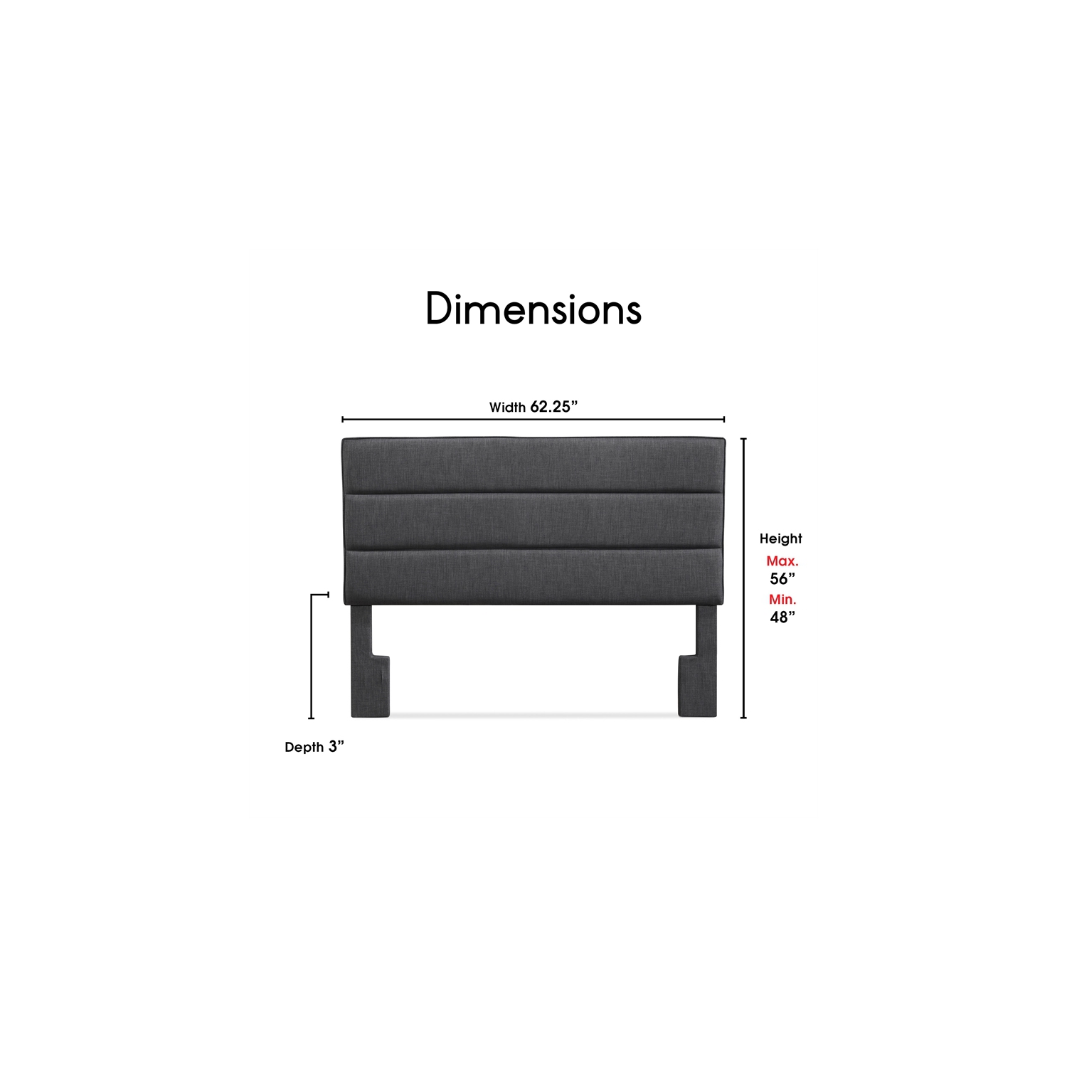 Tête de lit rembourrée Palisades de Serta pour grand lit - Gris anthracite