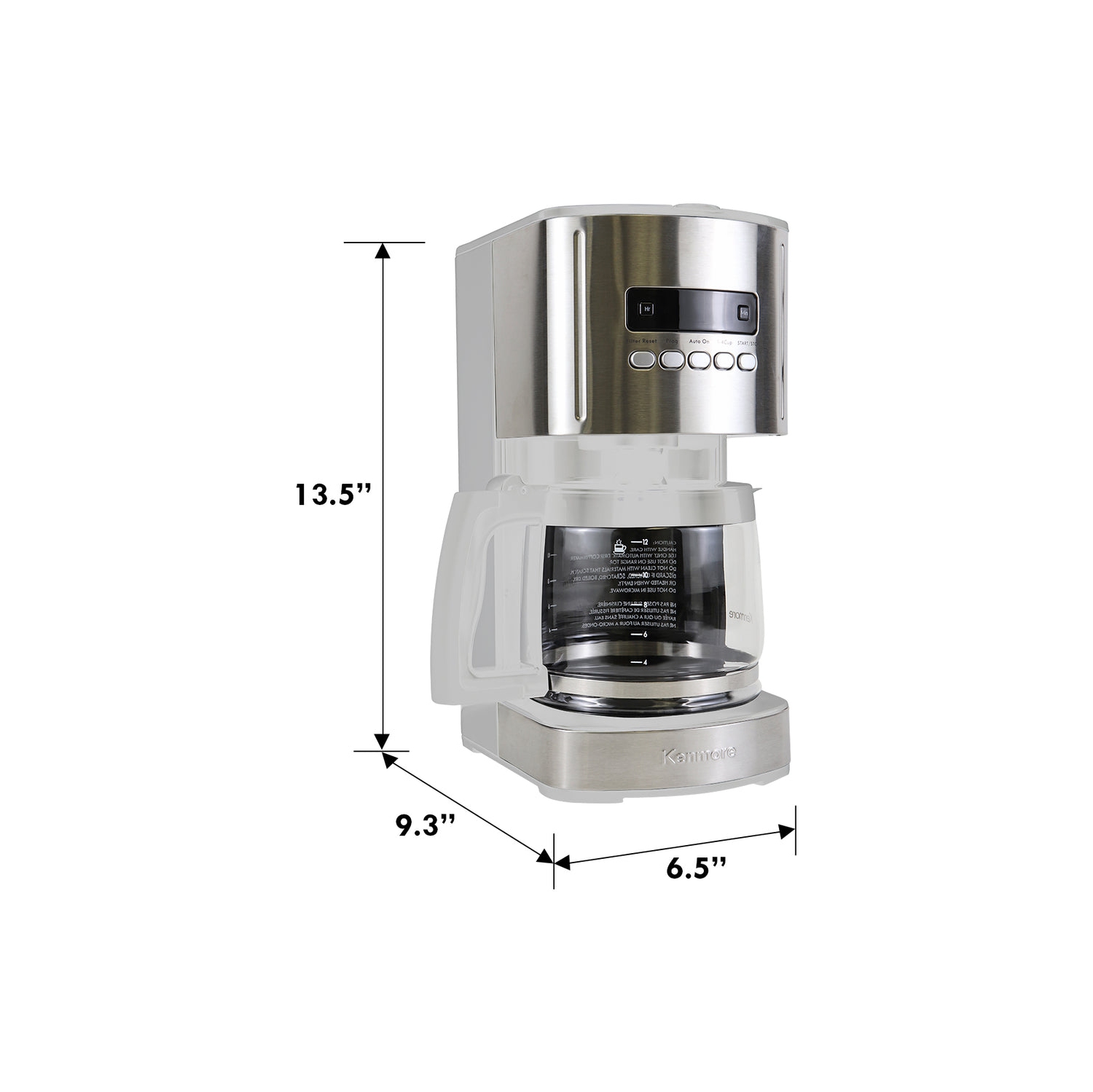 Kenmore Aroma Control 12-Cup Programmable Coffee Maker, White and Stainless Steel, Reusable Filter.