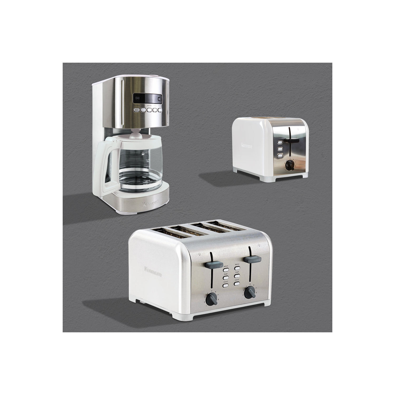 Kenmore Aroma Control 12-Cup Programmable Coffee Maker, White and Stainless Steel, Reusable Filter.