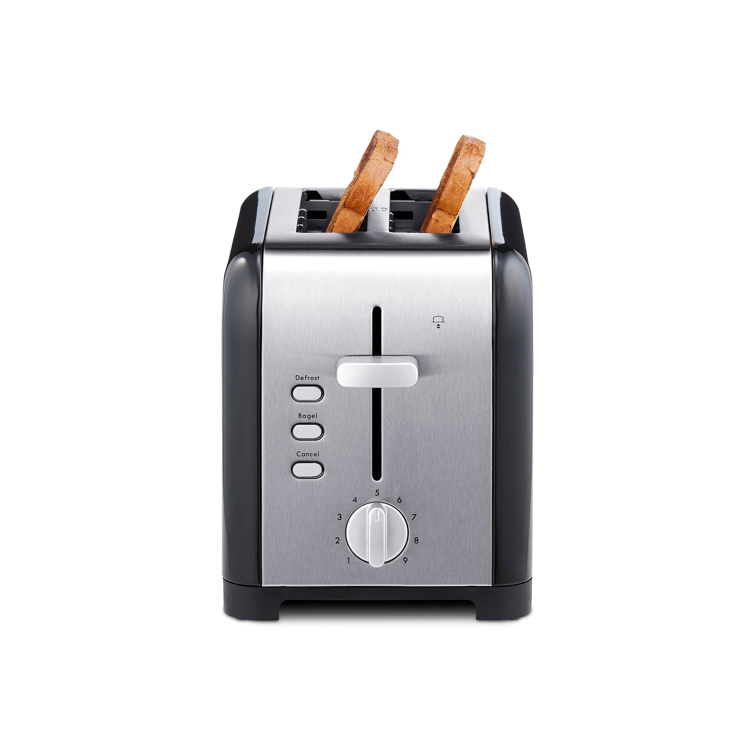 Kenmore 2-Slice Toaster, BLACK Stainless Steel, Extra Wide Slots, Bagel, Defrost, 9 Shade Settings