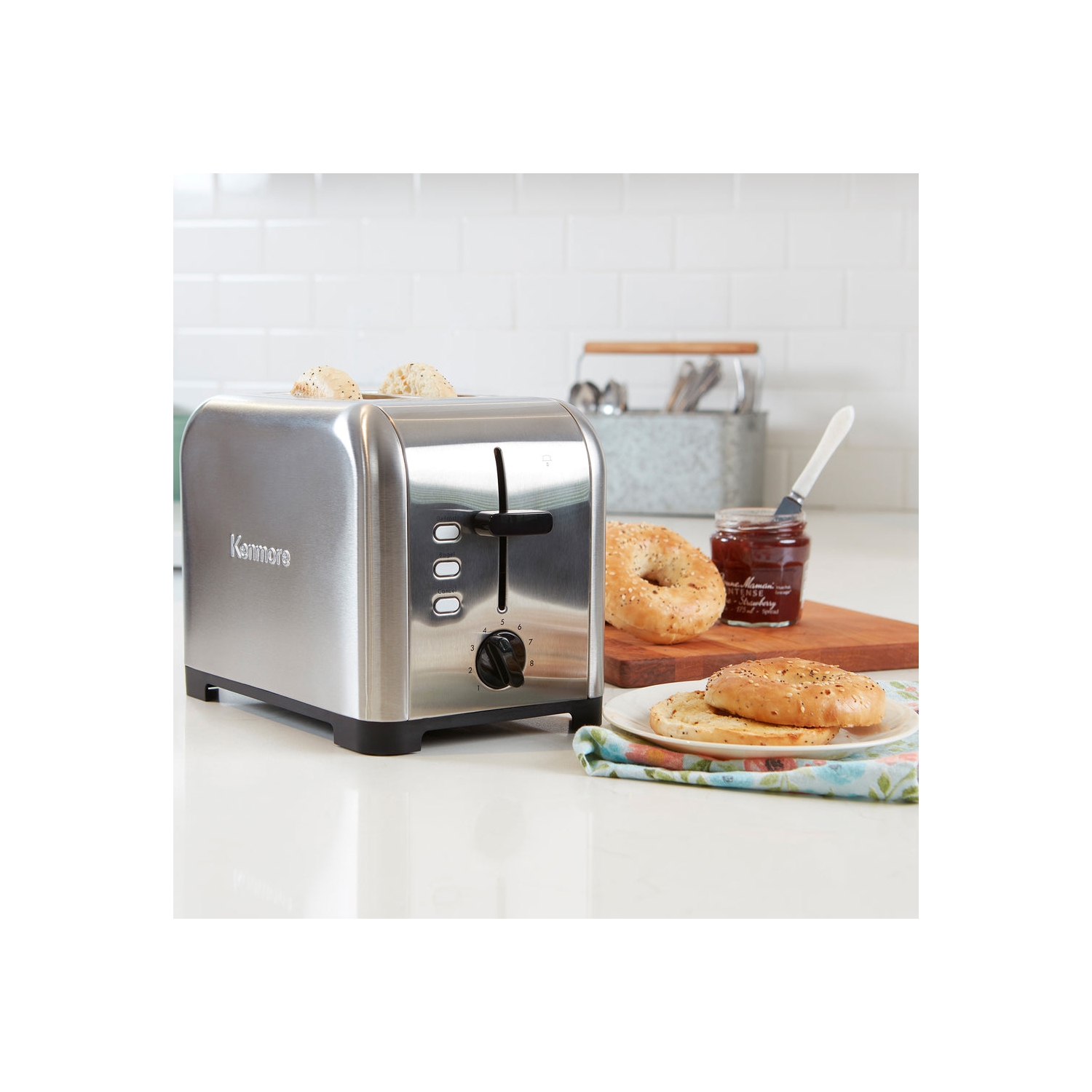 Kenmore 2-Slice Toaster, Stainless Steel, Extra Wide Slots, Bagel, Defrost, 9 Shade Settings