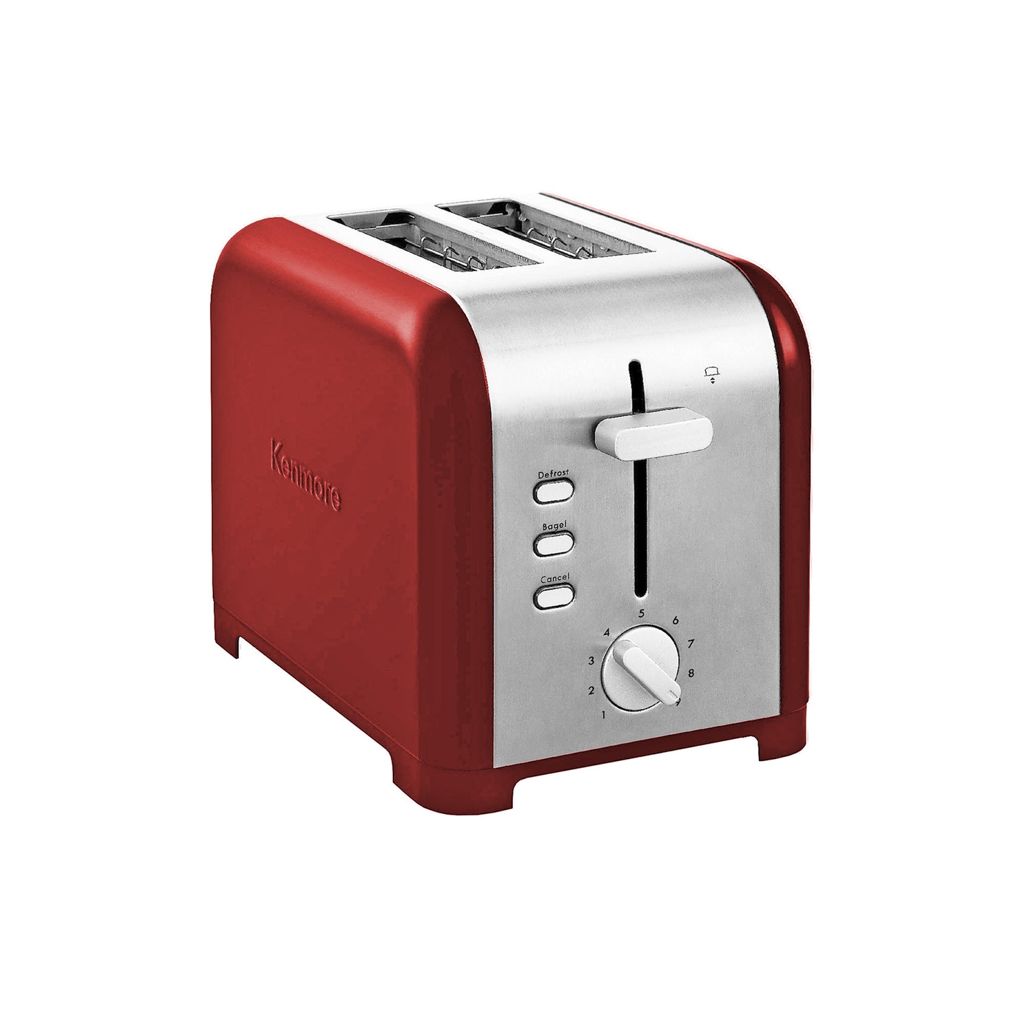 Kenmore 2-Slice Toaster, Red Stainless Steel, Extra Wide Slots, Bagel, Defrost, 9 Shade Settings