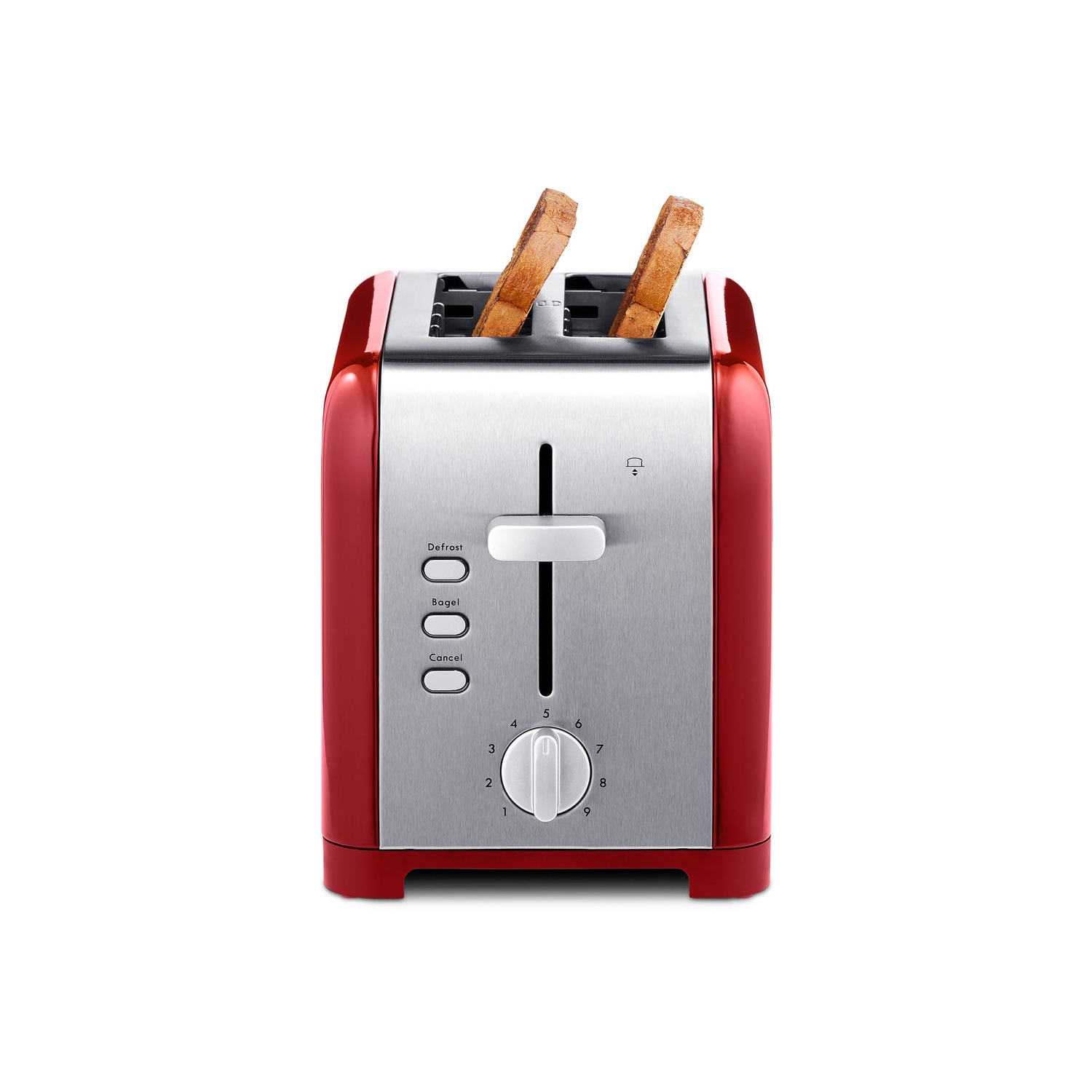 Kenmore 2-Slice Toaster, Red Stainless Steel, Extra Wide Slots, Bagel, Defrost, 9 Shade Settings