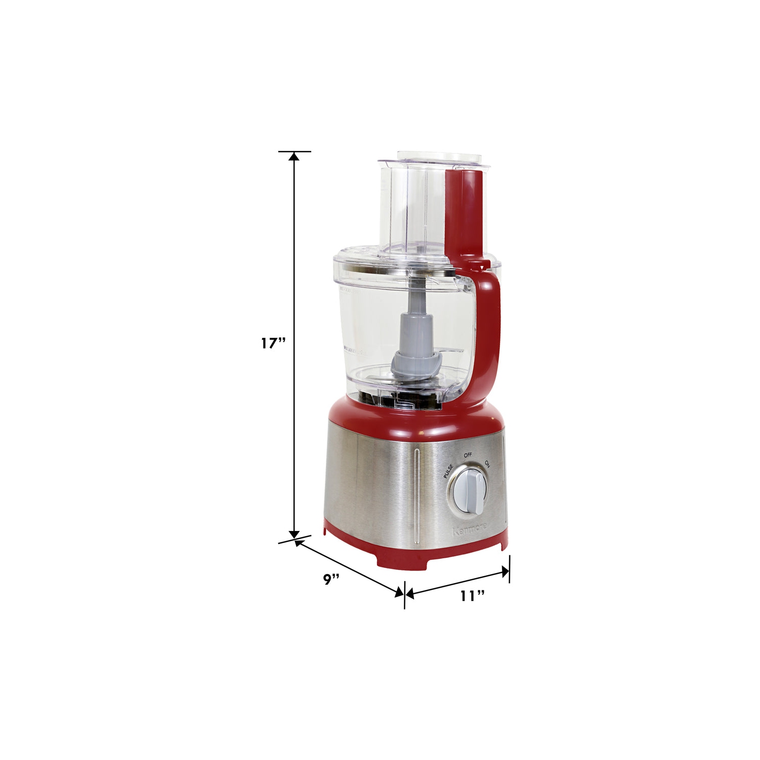 Kenmore 11-Cup Food Processor and Vegetable Chopper, Reversible Slice/Shred Disc, 500W, Red