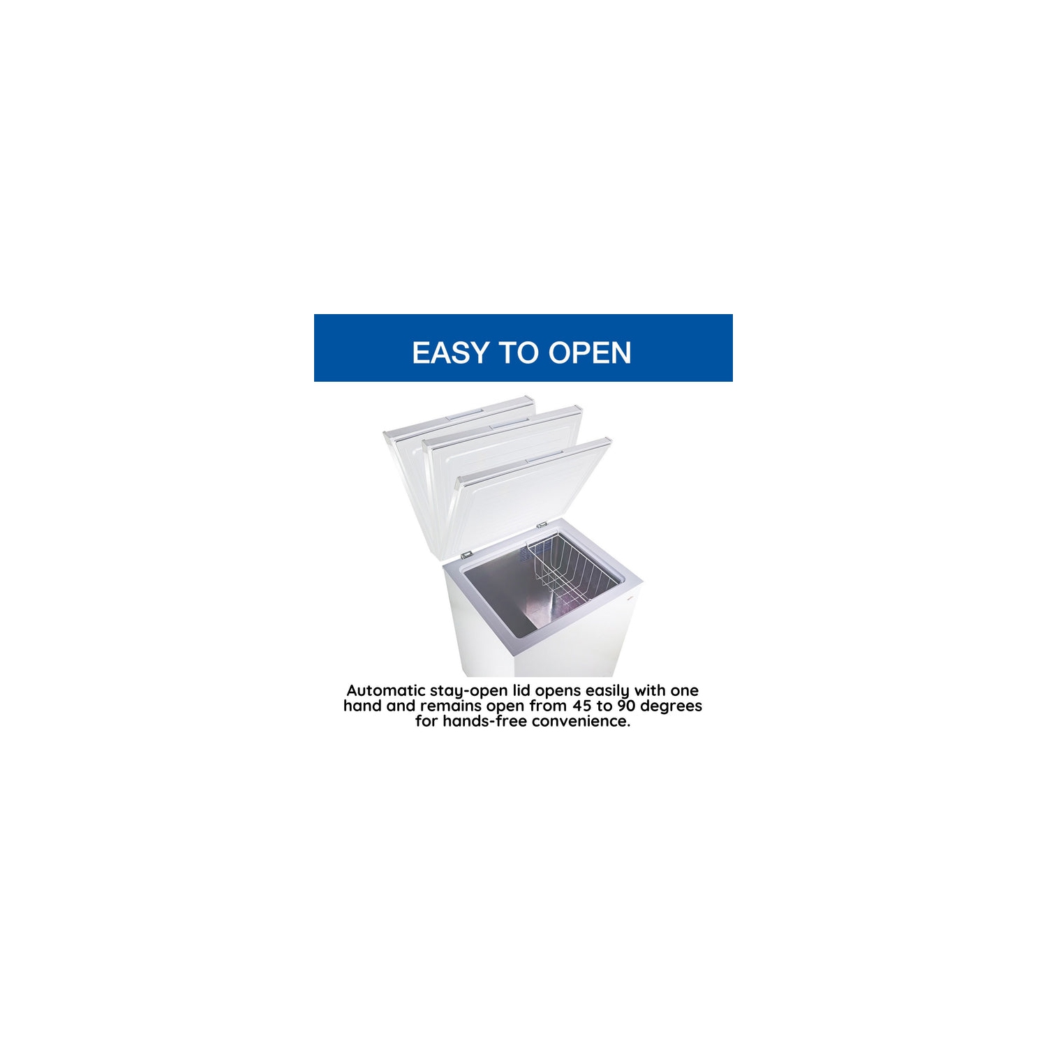 Koolatron Compact Chest Freezer 5.0 cu ft, Manual Defrost Deep Freeze, Storage Basket, Space-Saving Flat Back, Stay-Open Lid, Front-Access Defrost