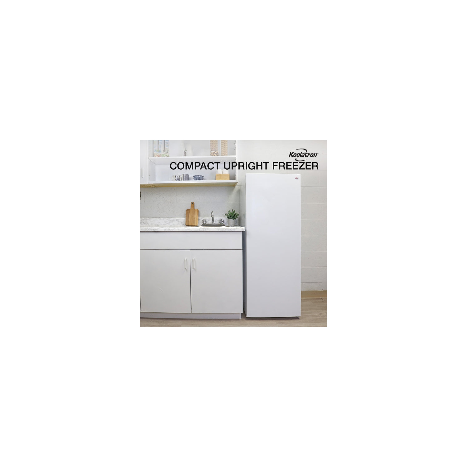 Koolatron Garage-Ready Upright Freezer 7.0 cu ft White, Low-Frost, Flat Back, Glass Shelves