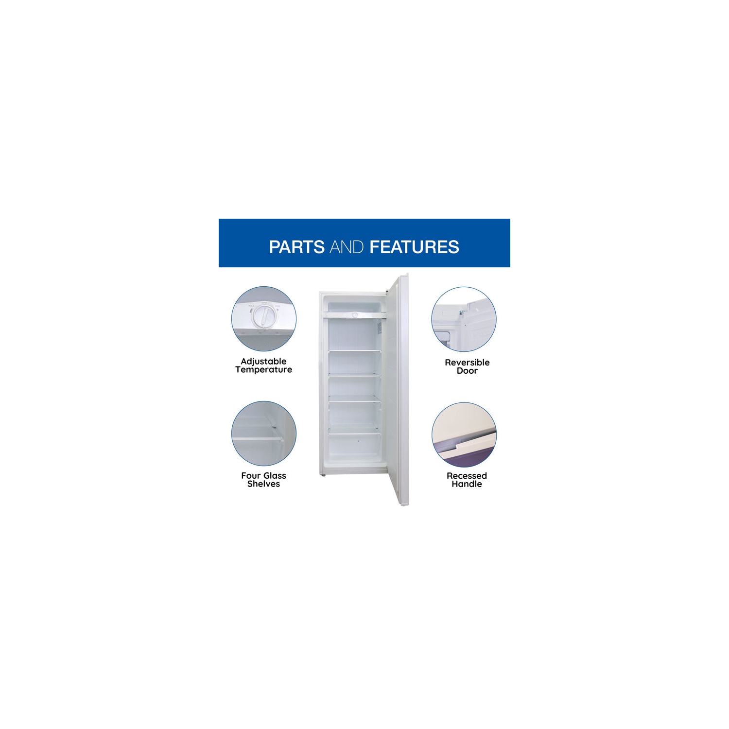 Koolatron Garage-Ready Upright Freezer 7.0 cu ft White, Low-Frost, Flat Back, Glass Shelves