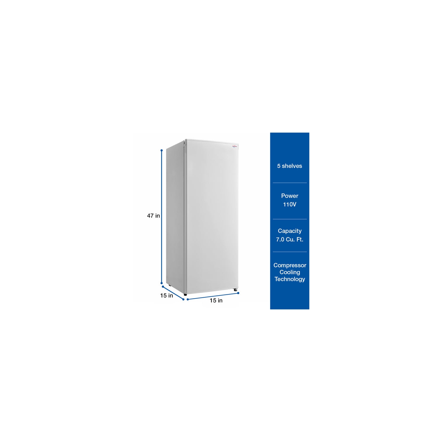 Koolatron Garage-Ready Upright Freezer 7.0 cu ft White, Low-Frost, Flat Back, Glass Shelves