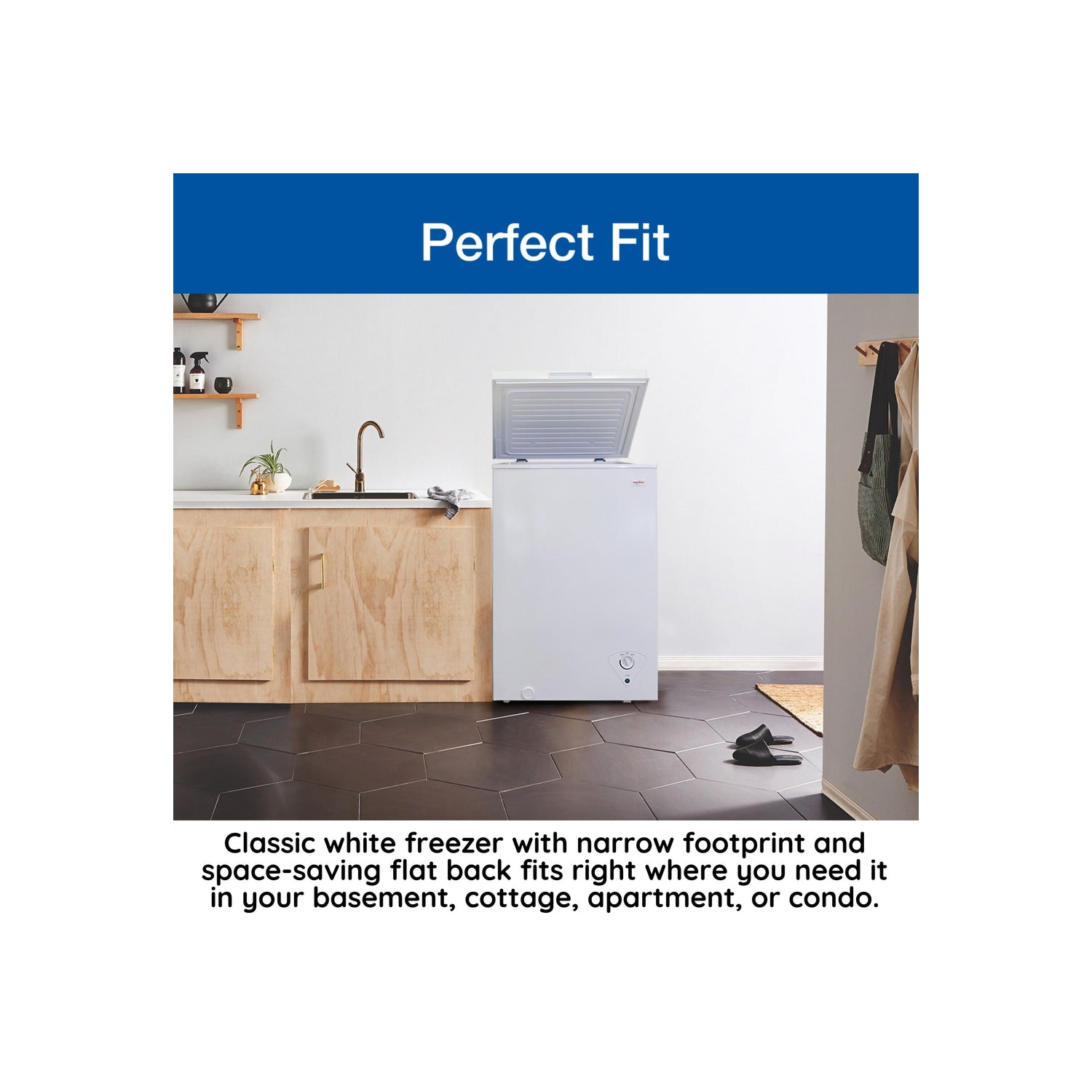 Koolatron – congélateur-coffre compact de 3.5 pi3, blanc, dégivrage manuel écoénergétique, dos plat