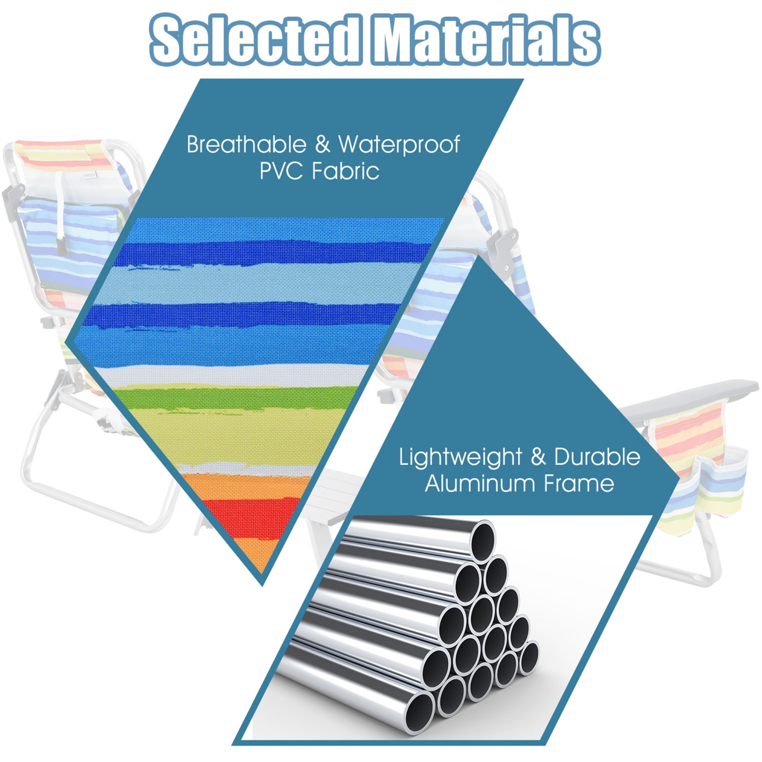 Gymax 4PCS Folding Backpack Beach Chair Reclining Camping Chair w/ Storage Bag