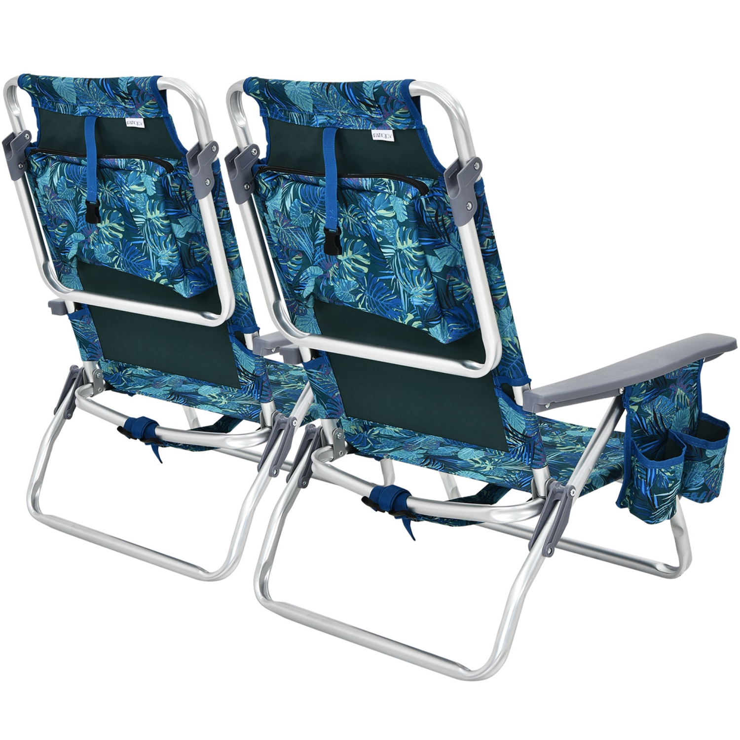 Gymax 4PCS Folding Backpack Beach Chair Reclining Camping Chair w/ Storage Bag