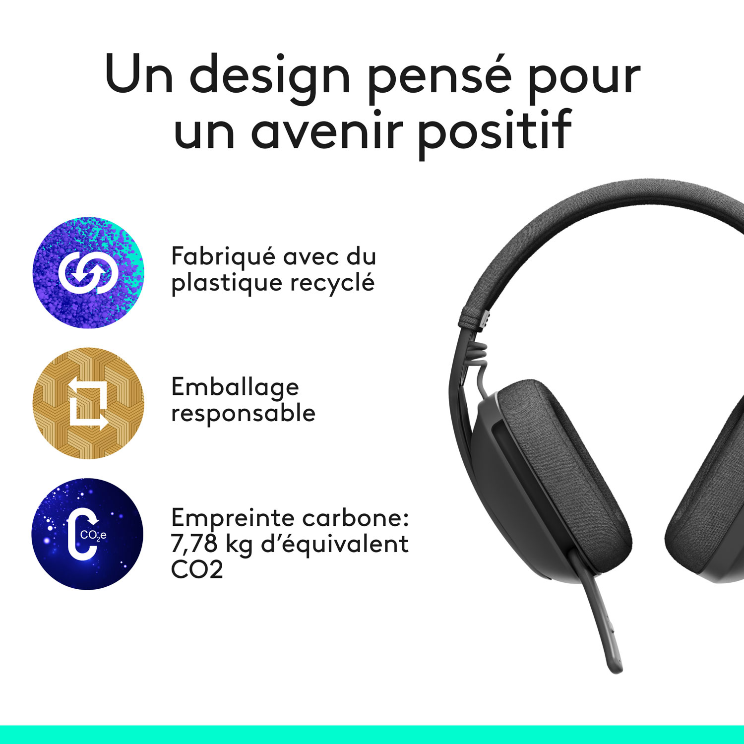 Casque d'écoute sans fil avec microphone Zone Vibe 100 de Logitech - Graphite