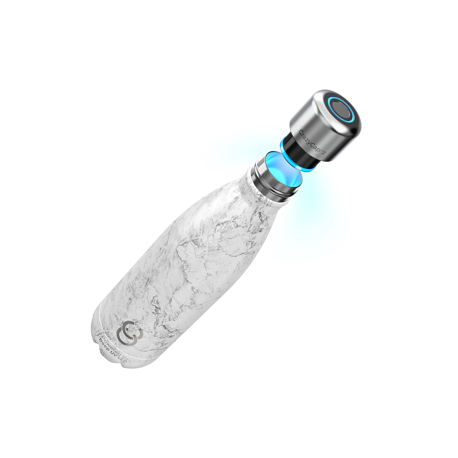 CrazyCap 2.0 UV Water Purifier & Self-Cleaning Stainless Steel Insulated Water Bottle - Marble 500ml