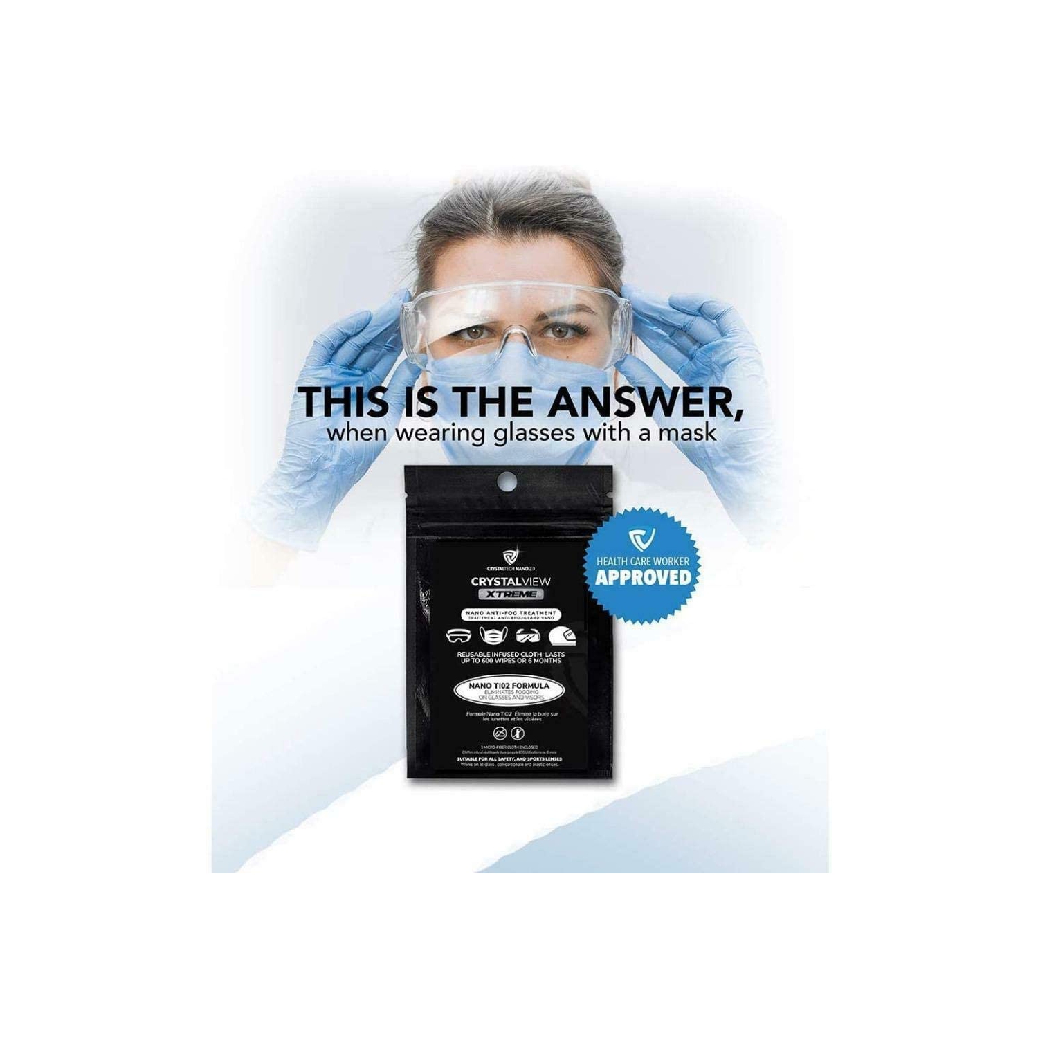 Crystaltech Crystalview Xtreme Nano Chiffon Anti-buée Gris/Noir 10PK