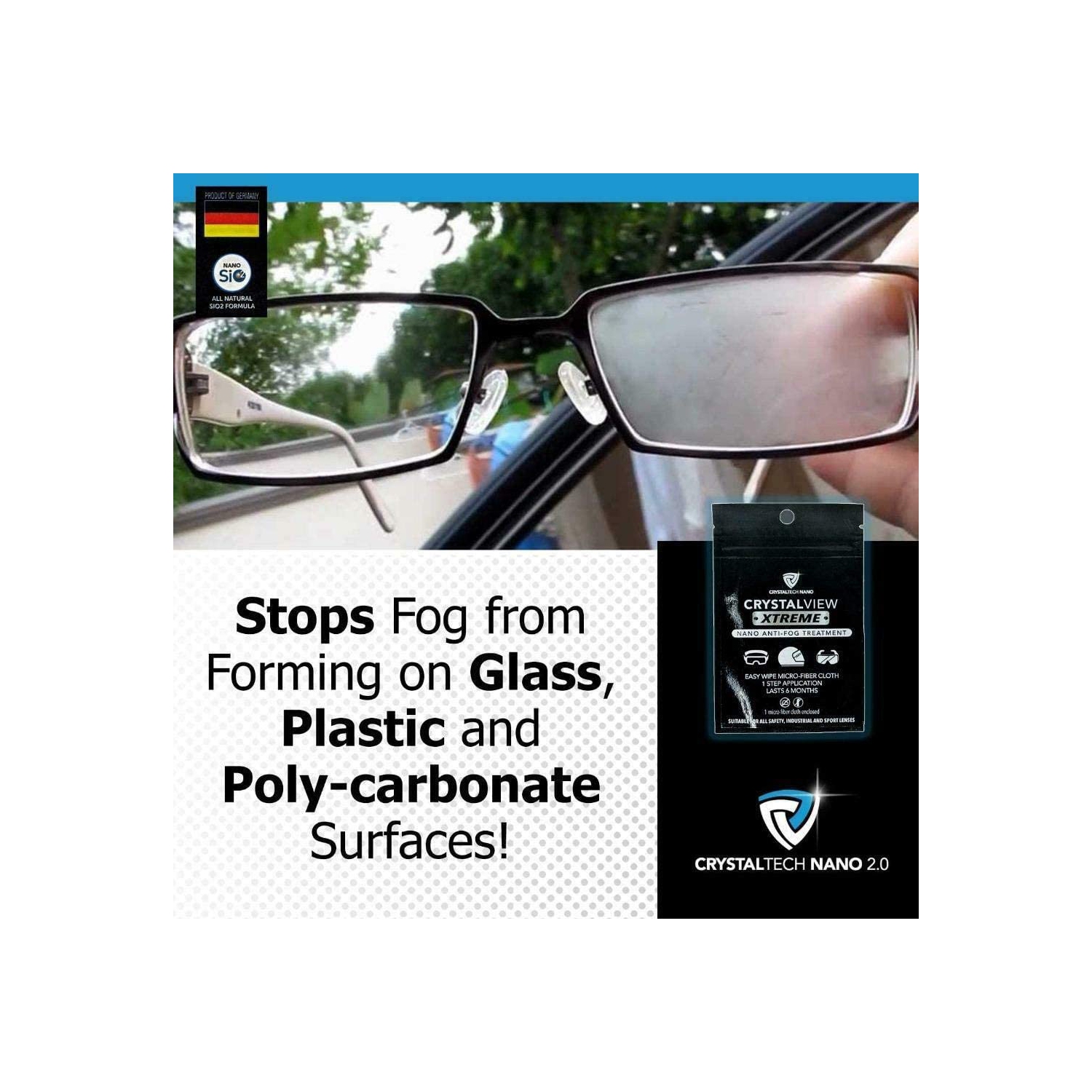 Crystaltech Crystalview Xtreme Nano Chiffon Anti-buée Gris/Noir 10PK