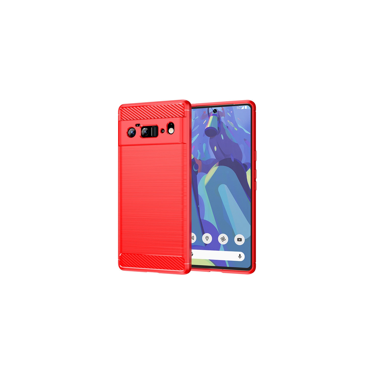 PANDACO Red Brushed Metal Case for Google Pixel 6a