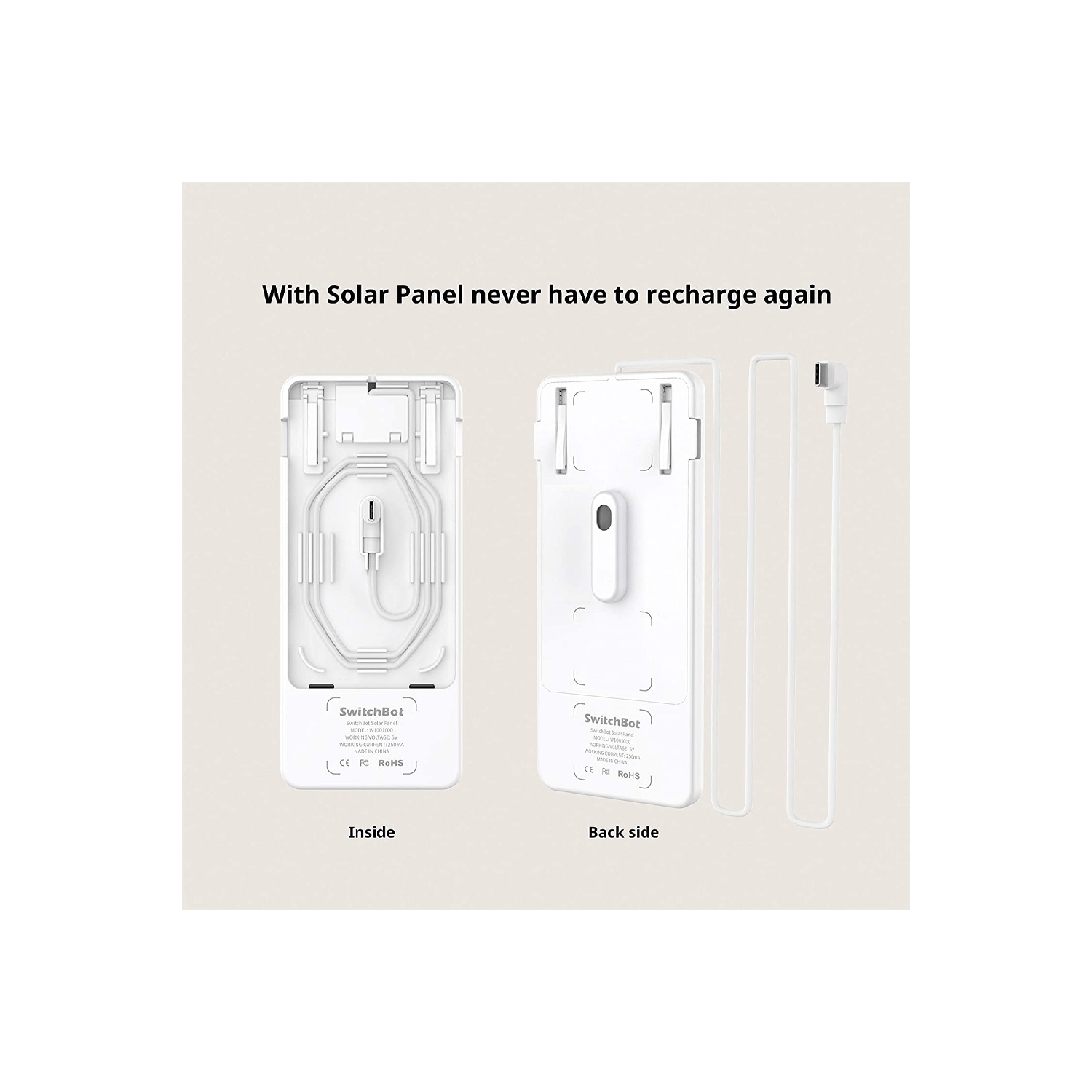 SwitchBot Solar Panel Charger for SwitchBot Curtain 1/2 | Works with U/Rod/I SwitchBot Curtain Models, Black