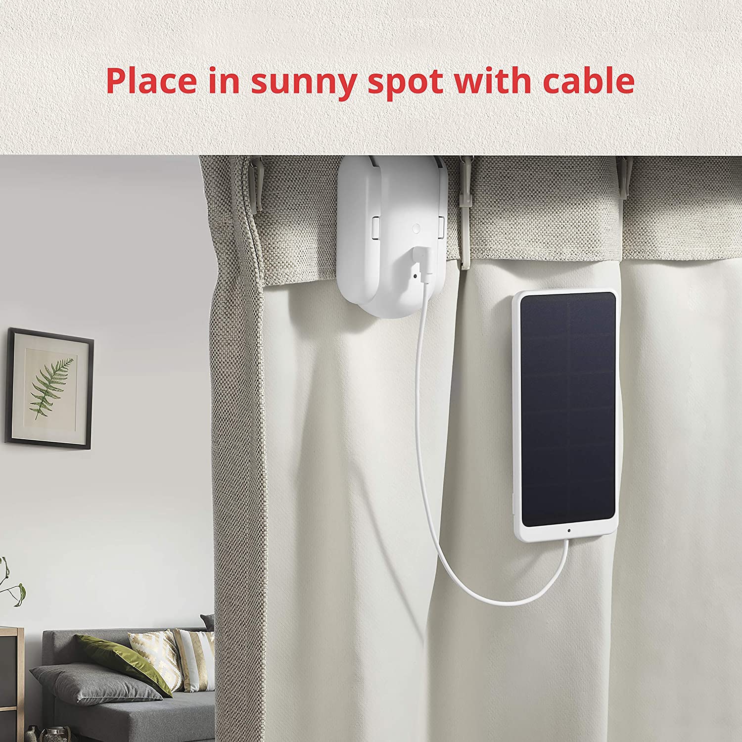 SwitchBot Solar Panel Charger for SwitchBot Curtain 1/2 | Works with U/Rod/I SwitchBot Curtain Models, Black