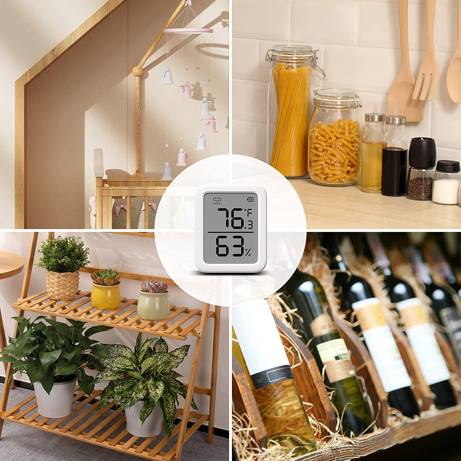 SwitchBot Thermometer & Hygrometer Plus | Bluetooth Indoor Humidity Meter and Temperature Sensor with App Control, Large LCD Display, Notification