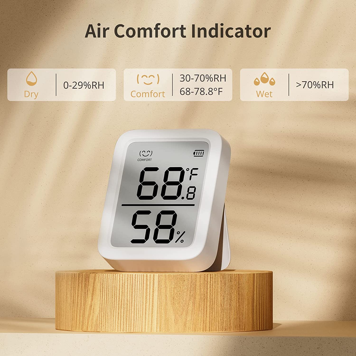SwitchBot Thermometer & Hygrometer Plus | Bluetooth Indoor Humidity Meter and Temperature Sensor with App Control, Large LCD Display, Notification