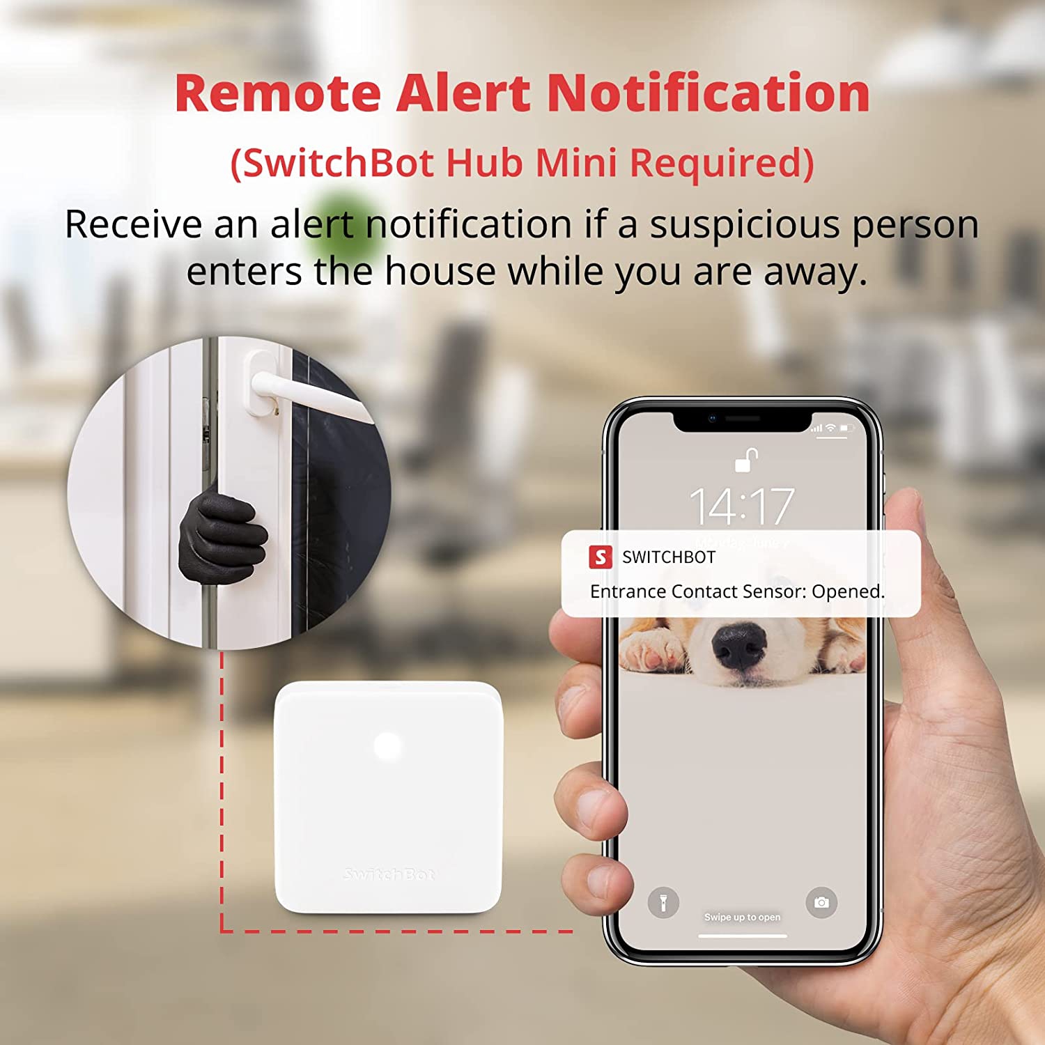 Capteur de contact SwitchBot | Alarme de fenêtre et capteur de porte sans fil Smart Home Security, ajoutez SwitchBot Hub Mini pour le rendre