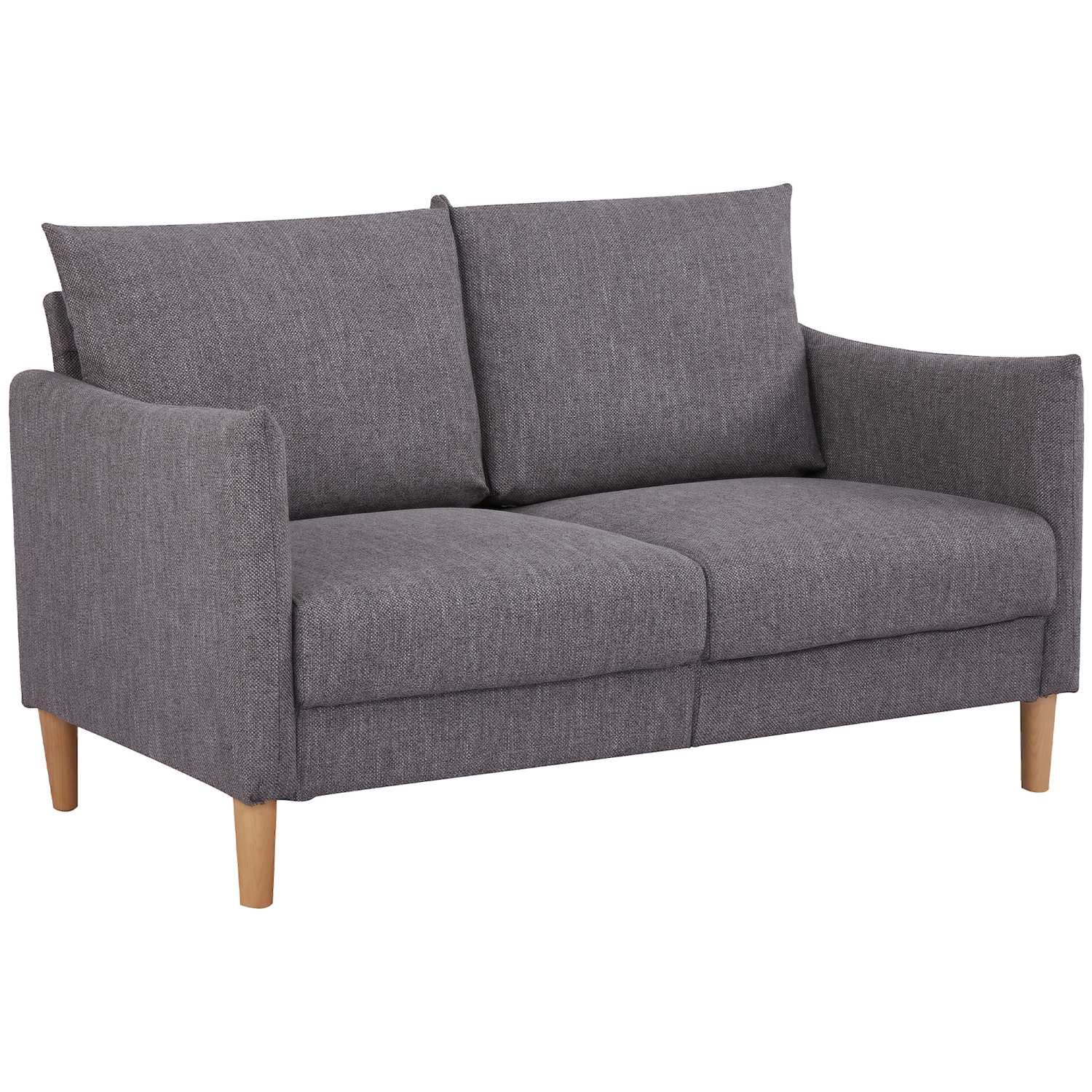 HOMCOM 54" Loveseat Sofa for Bedroom, Modern Love Seats Furniture, Upholstered Small Couch for Small Space, Dark Grey
