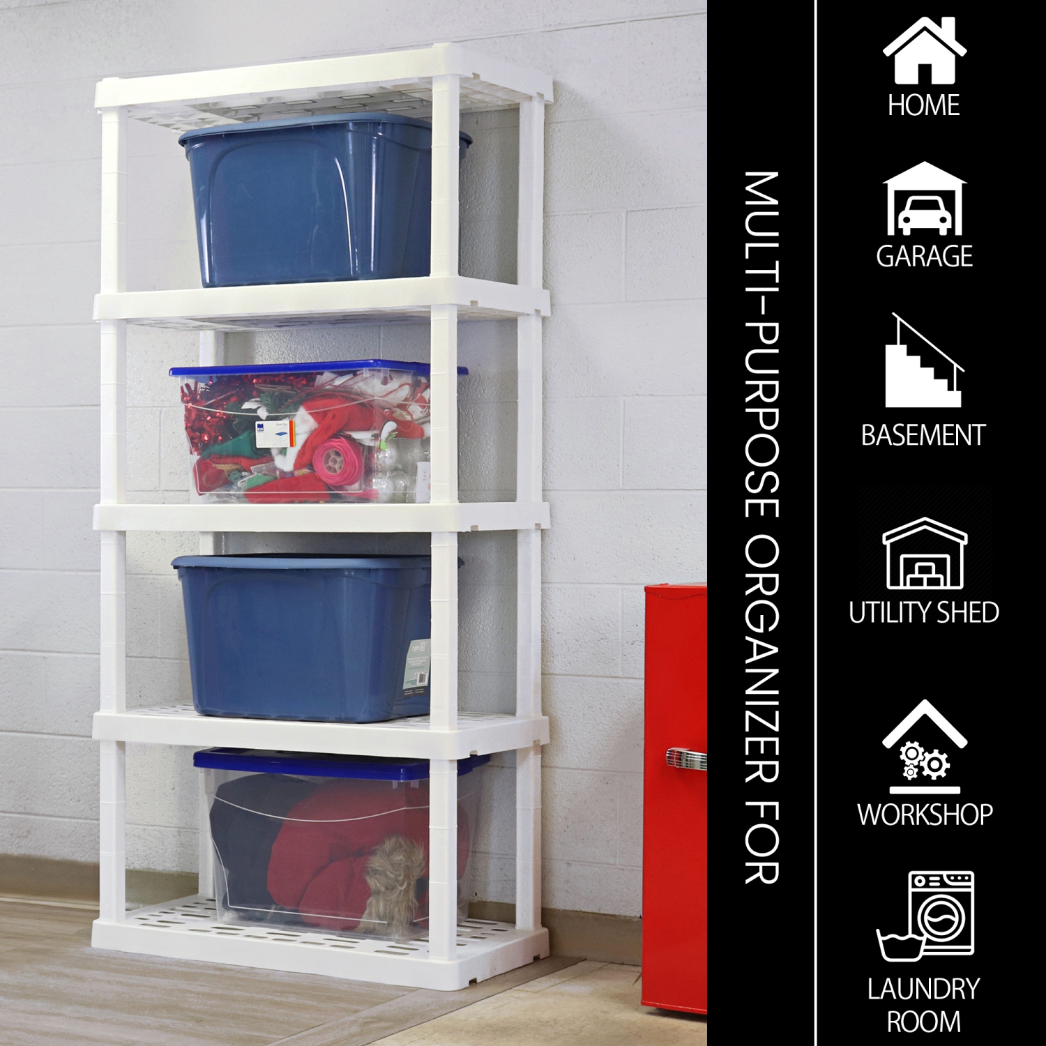 Oskar 5-Tier Storage Shelf, White