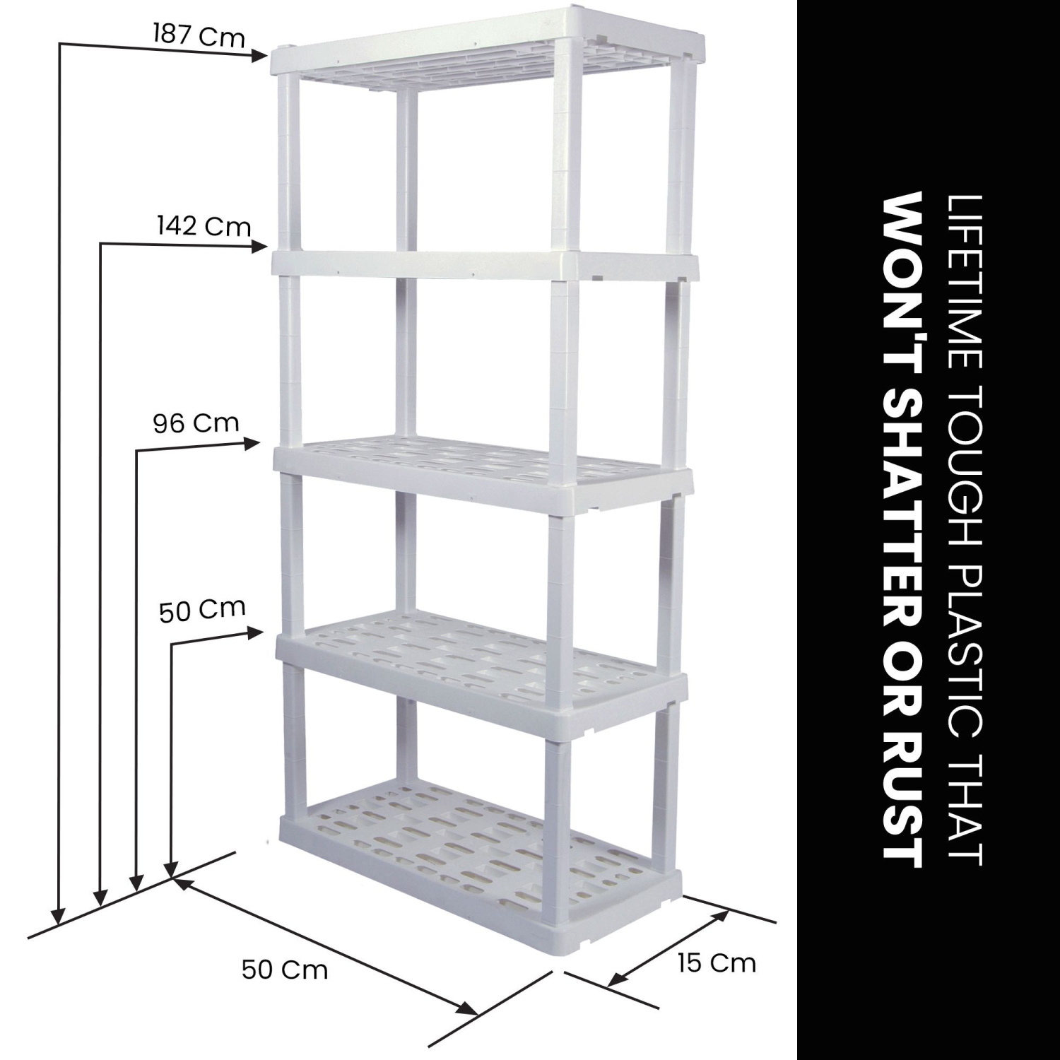 Oskar 5-Tier Storage Shelf, White
