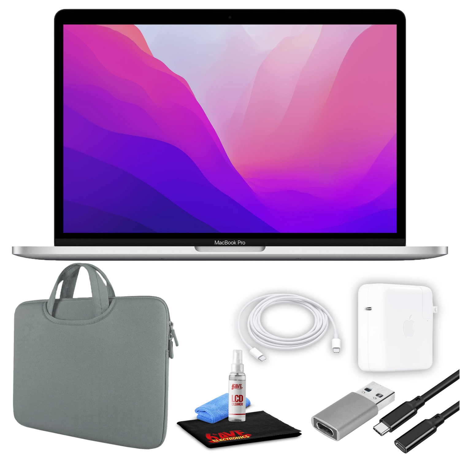 Apple MacBook Pro 13" Laptop (M2, 2022, 256/512GB SSD, 2-Colors) + Gray Bundle