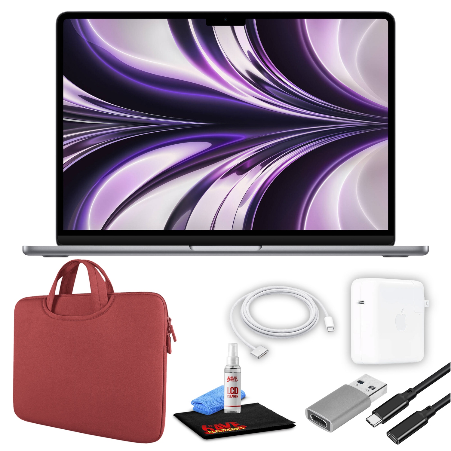 Apple MacBook Air 13" Laptop (M2, 2022, 256/512GB SSD, 4-Colors) + Red Bundle