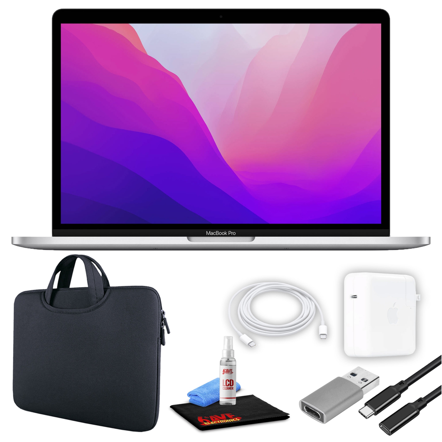 Apple MacBook Pro 13" Laptop (M2, 2022, 256/512GB SSD, 2-Colors) + Black Bundle
