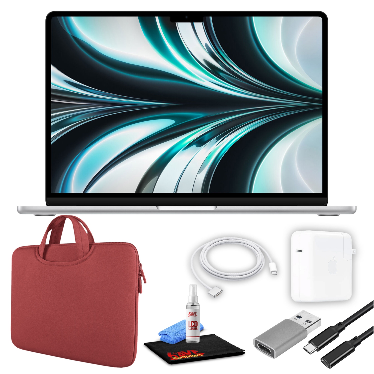 Apple MacBook Air 13" Laptop (M2, 2022, 256/512GB SSD, 4-Colors) + Red Bundle