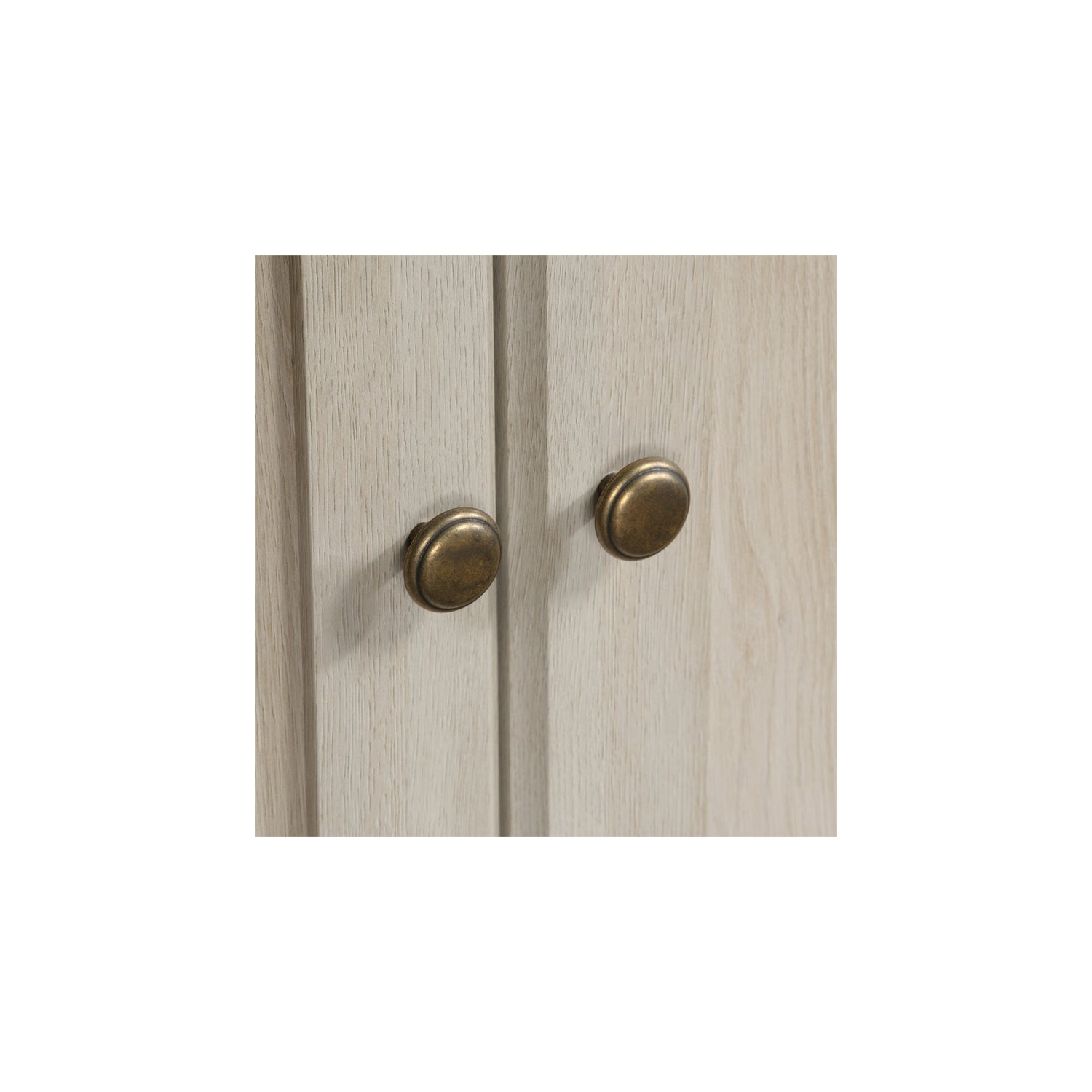 Sauder – Bibliothèque haute en bois à 3 tablettes et 2 portes, fini marron blanchi, divers