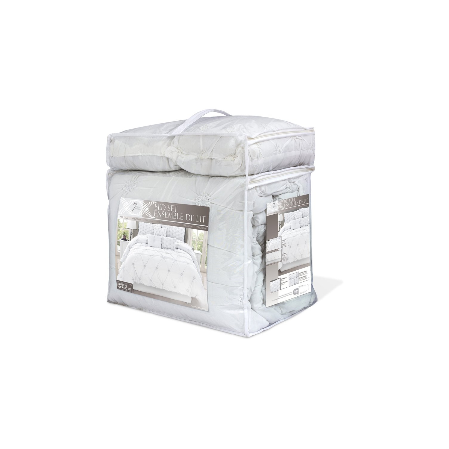 Safdie & Co. 7-piece Chateau Premium Microfiber King Comforter Set in White