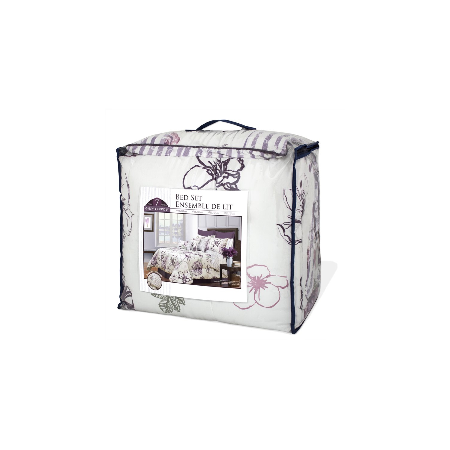 Safdie & Co. – Ensemble de douillette 7 pièces en microfibre de qualité supérieure Angelica, très grand lit, violet