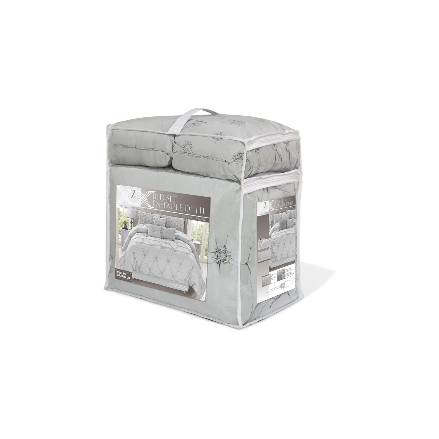 L’ensemble de douillette en microfibre de qualité supérieure Château de Safdie & Co., 7 pièces, grand lit, gris