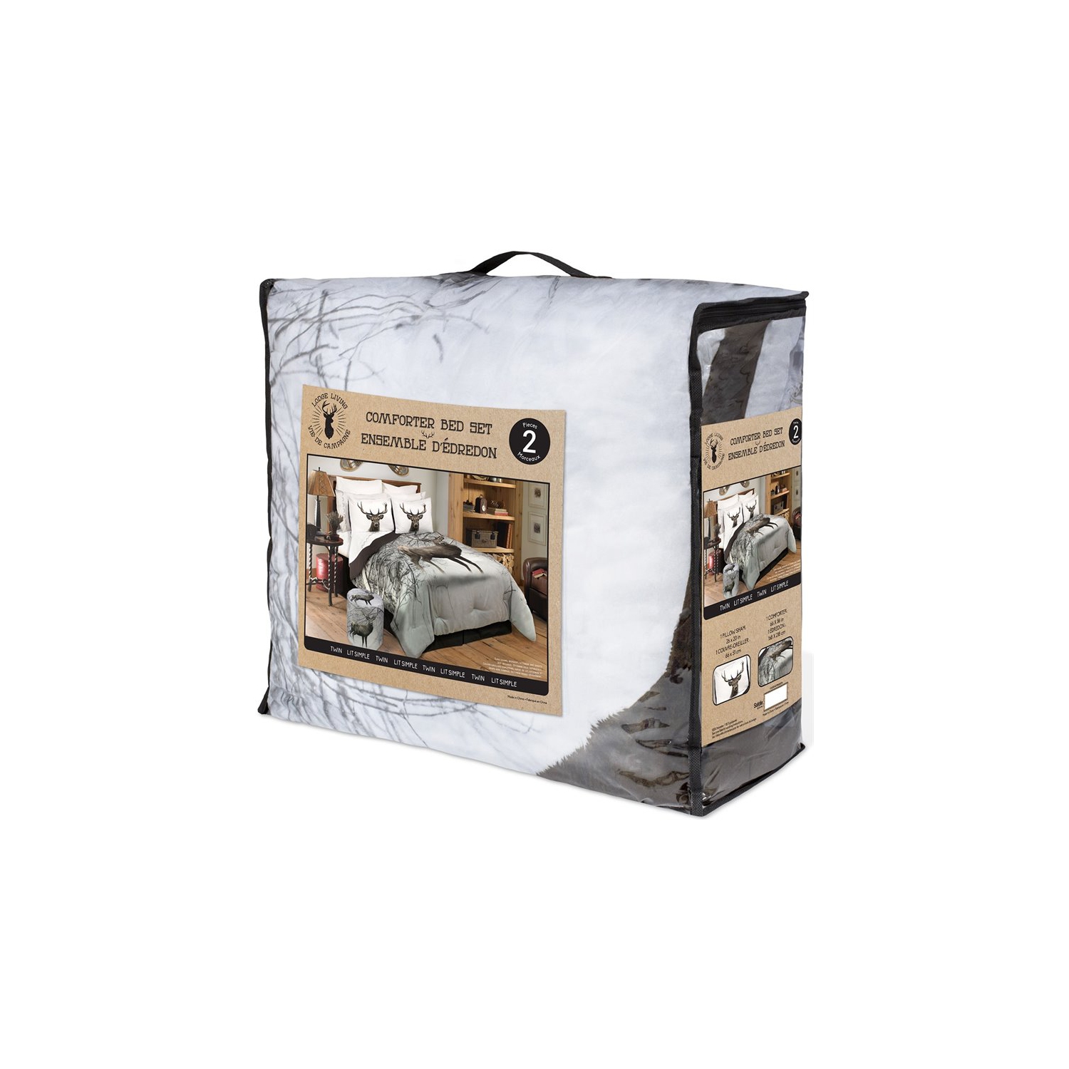 Safdie & Co. 3-piece Deer Microfiber Double Queen Comforter Set in Multi-Color