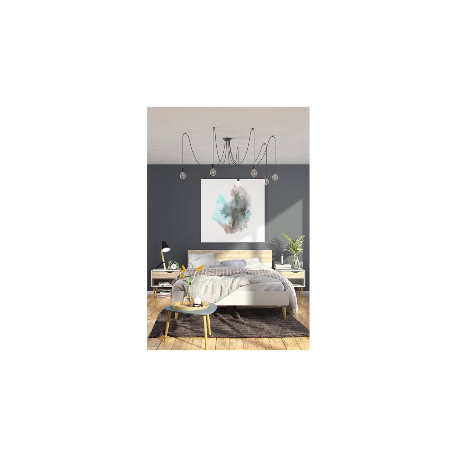 Tvilum Diana Modern 1 Drawer Nightstand in White and Oak