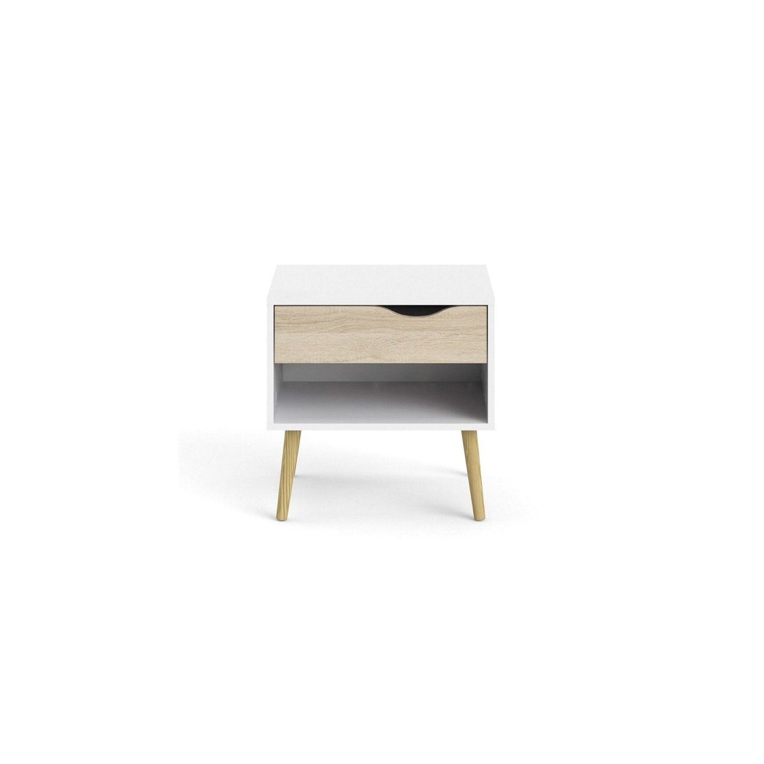 Tvilum Diana Modern 1 Drawer Nightstand in White and Oak