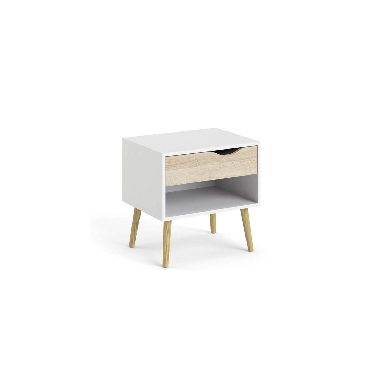 Tvilum Diana Modern 1 Drawer Nightstand in White and Oak
