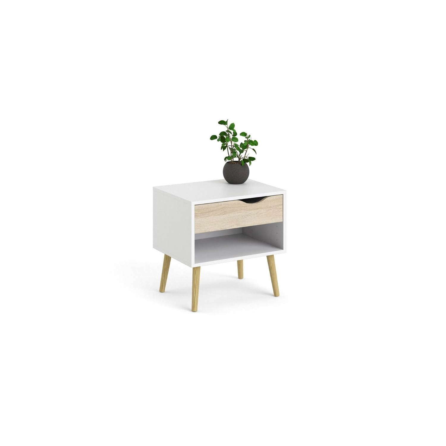 Tvilum Diana Modern 1 Drawer Nightstand in White and Oak