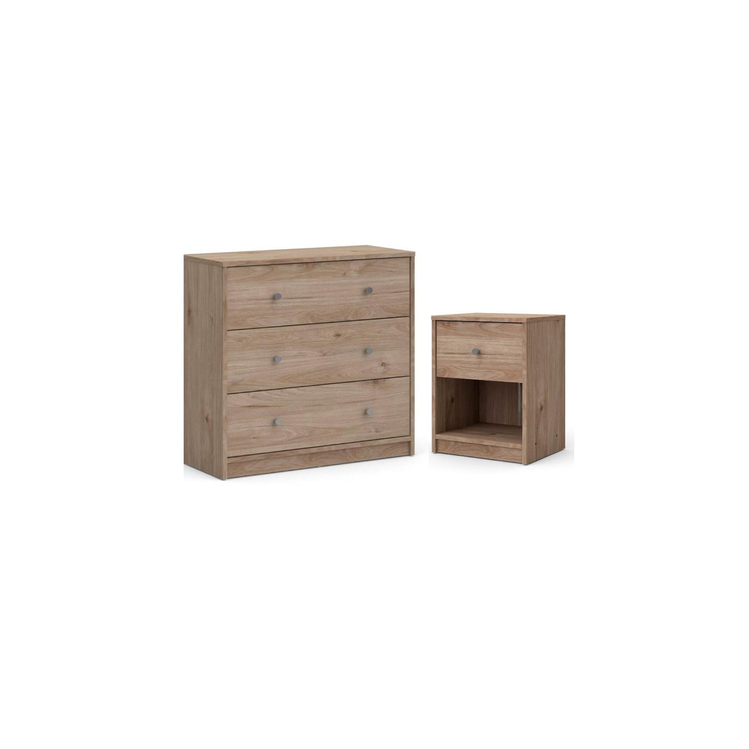 Ensemble de 2 pièces avec table de chevet à 1 tiroir et commode à 3 tiroirs Tvilum Canada