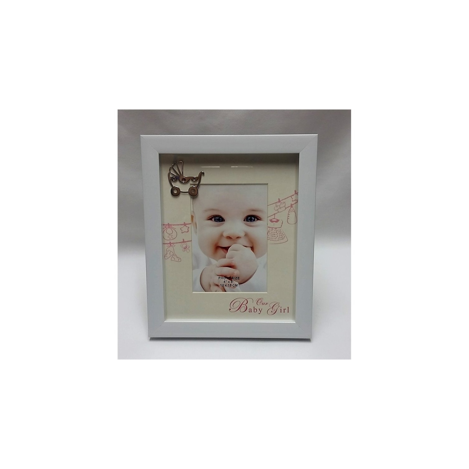 Cadre photo en métal moderne avec motif élégant « Jiallo It’s A Girl », blanc