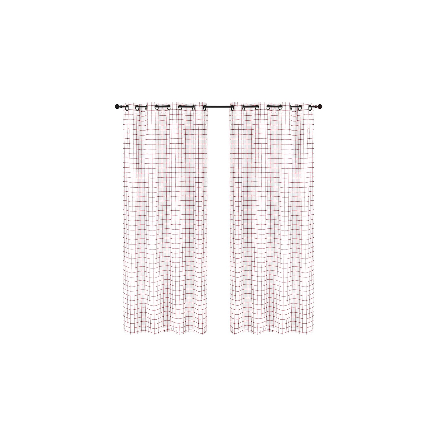 Safdie & Co. Wrinkle Free Curtain Sheer Check 84"L in Red