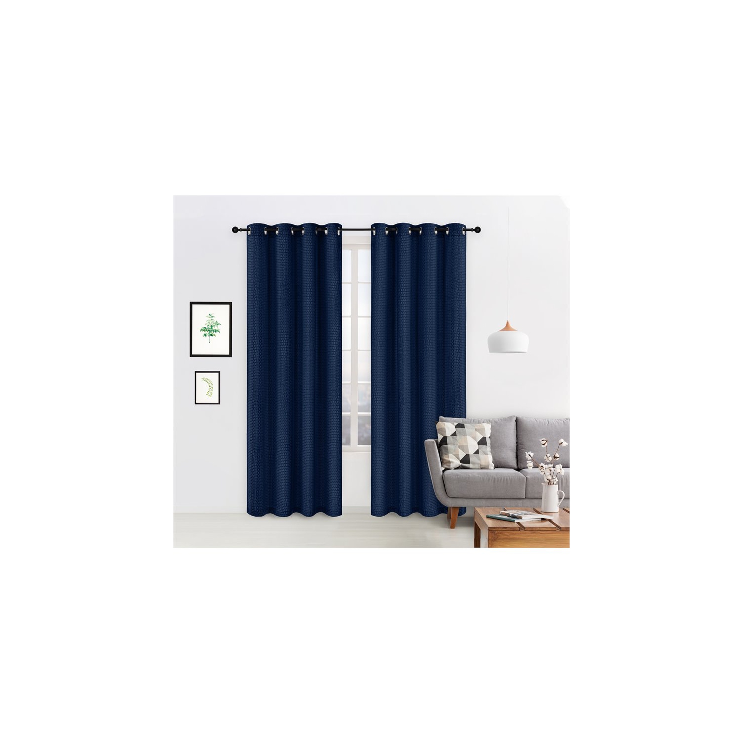 Safdie & Co. Wrinkle Free Curtain Jacquard Holli 84"L in Navy