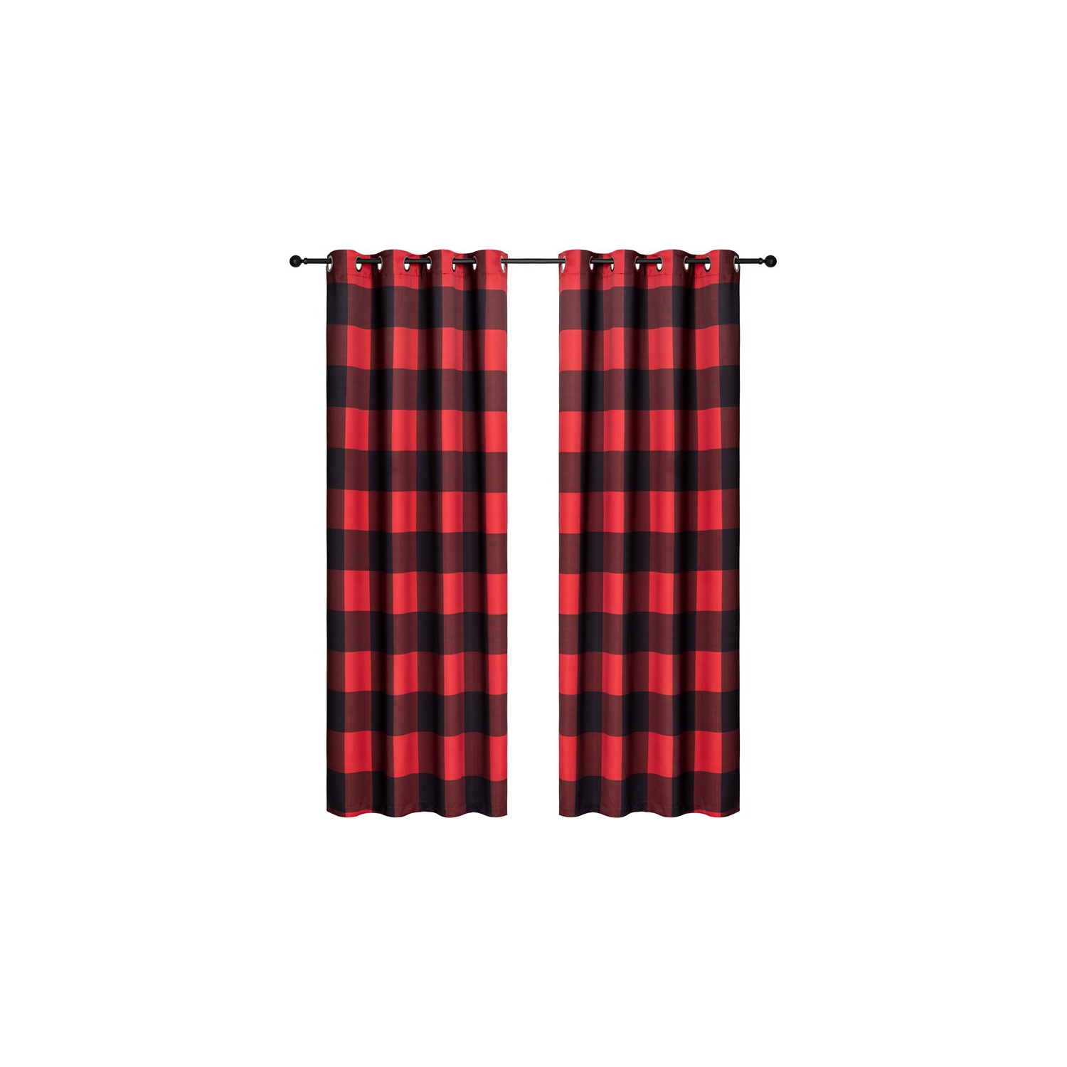 Safdie & Co. Curtain Room Darkening in Red/Black Check